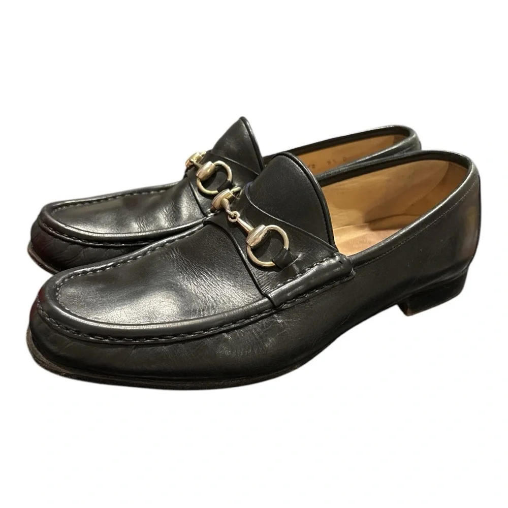 Gucci Men’s Horsebit 1953 Leather Loafers Black/Silver. Size 9.5